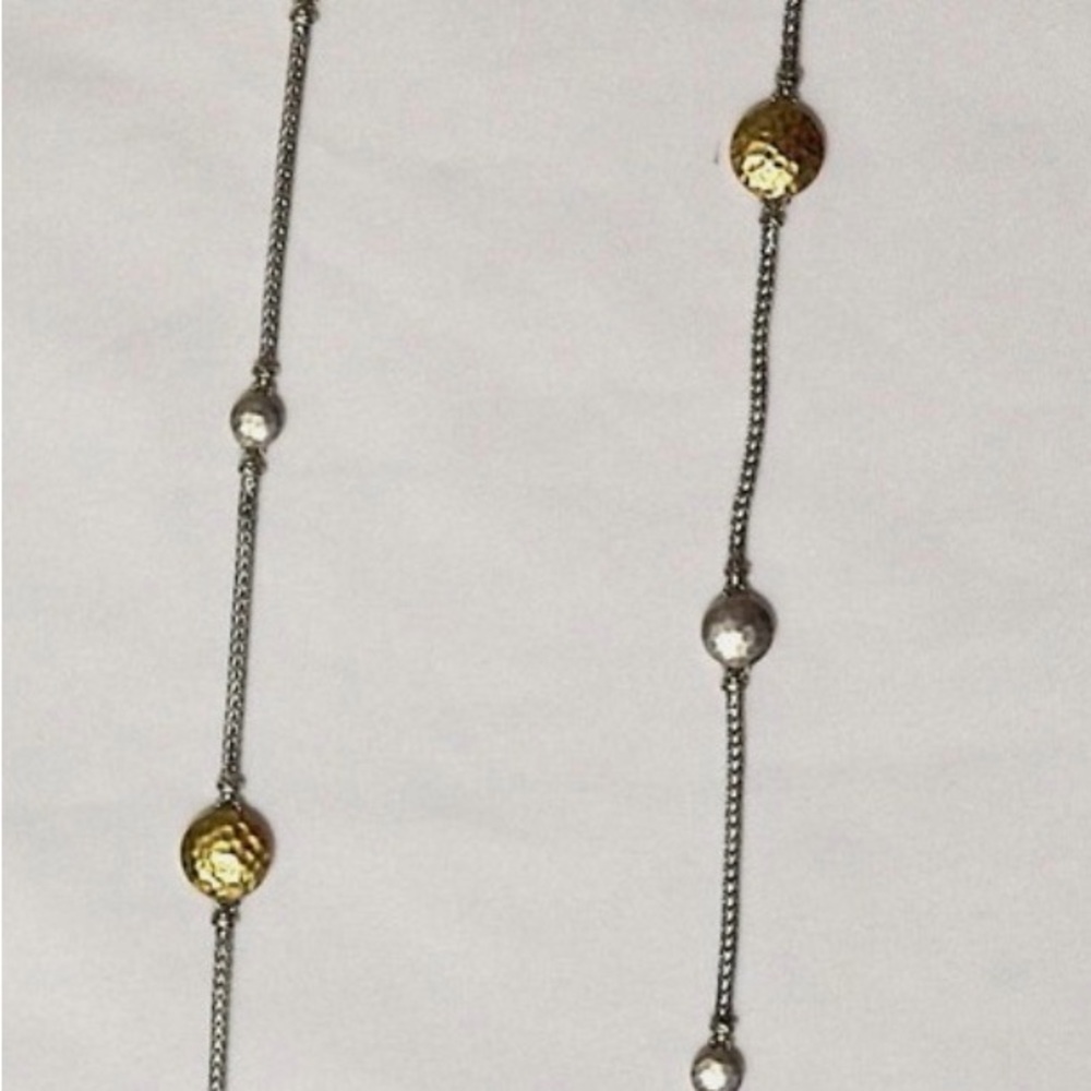 JOHN HARDY DOT HAMMERED SILVER/18K GOLD SAUTOIRVNECKLACE - Picture 4 of 9